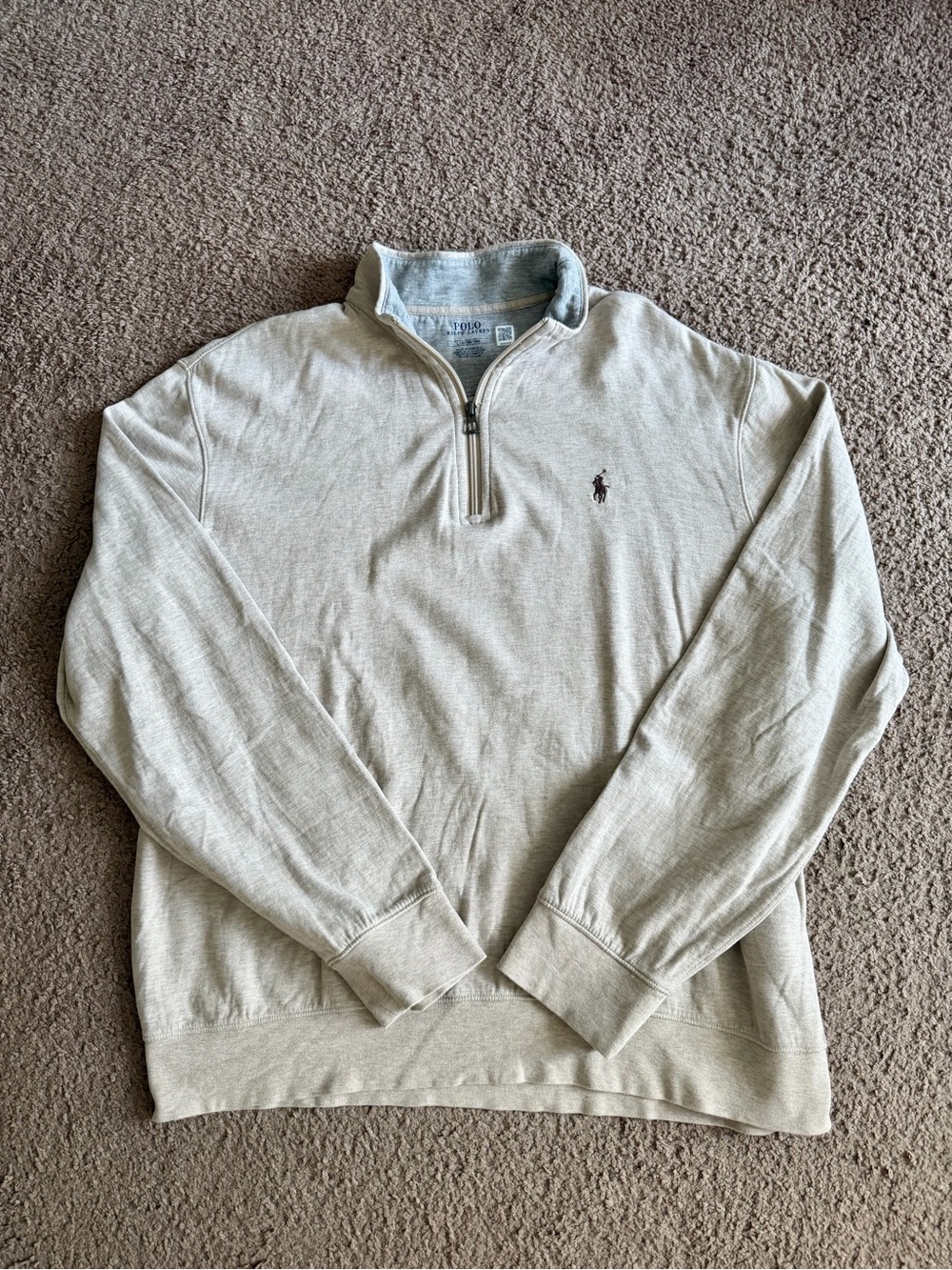Polo Ralph Lauren Mens Quarter Zip Pullover Sweater Tan